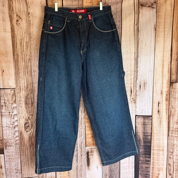 JNCO Jeans Bulldog Graphic Wide Leg Vintage 90s Y2K Skater Streetwear OG 34x30 - Picture 2 of 12